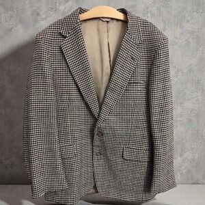 CONTEXT Wool Houndstooth 46R Blazer Sport Coat Suit Jacket 46 Mens USA